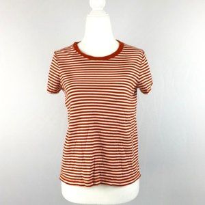 Madewell rust and white striped crew tee Sz S